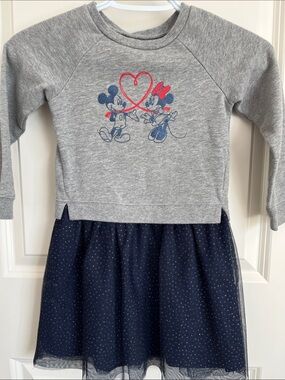 Source Unknown Gray & Navy Disney Mickey Minnie Heart Sweatshirt Dress